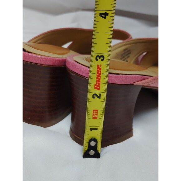 Vintage Liz Claiborne Tanaka Pink Leather Flex Slides Size 6.5M - Picture 7 of 8